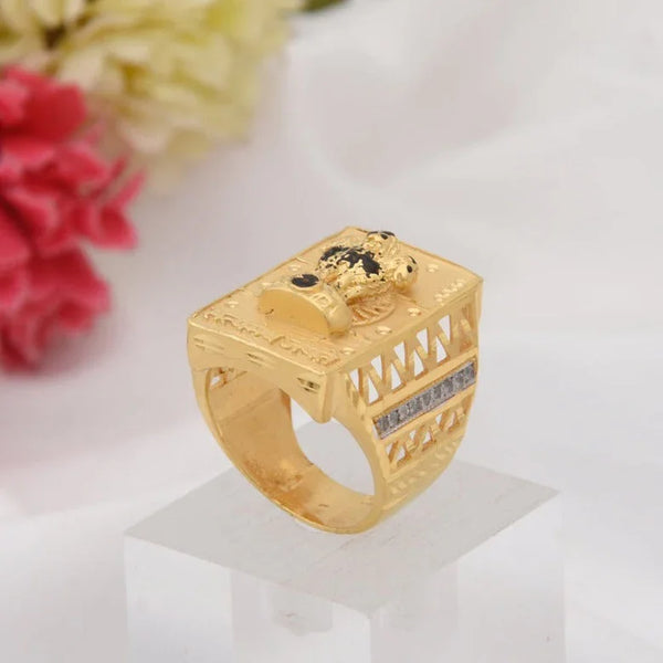1 Gram Gold Plated Mudra with Diamond Fabulous Design Ring for Men - Style B430 - Timecraze