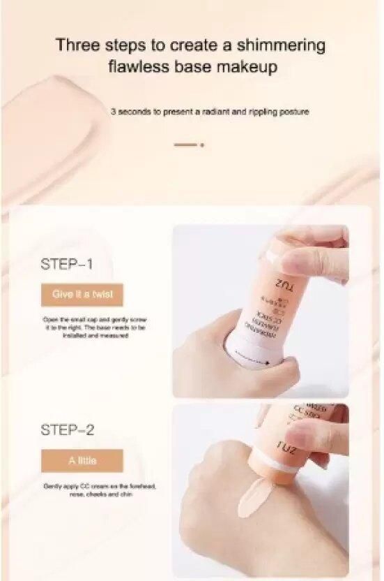 Cream Stick With Soft Puff Hydrating Flawless Full Coverage Foundation - Timecraze