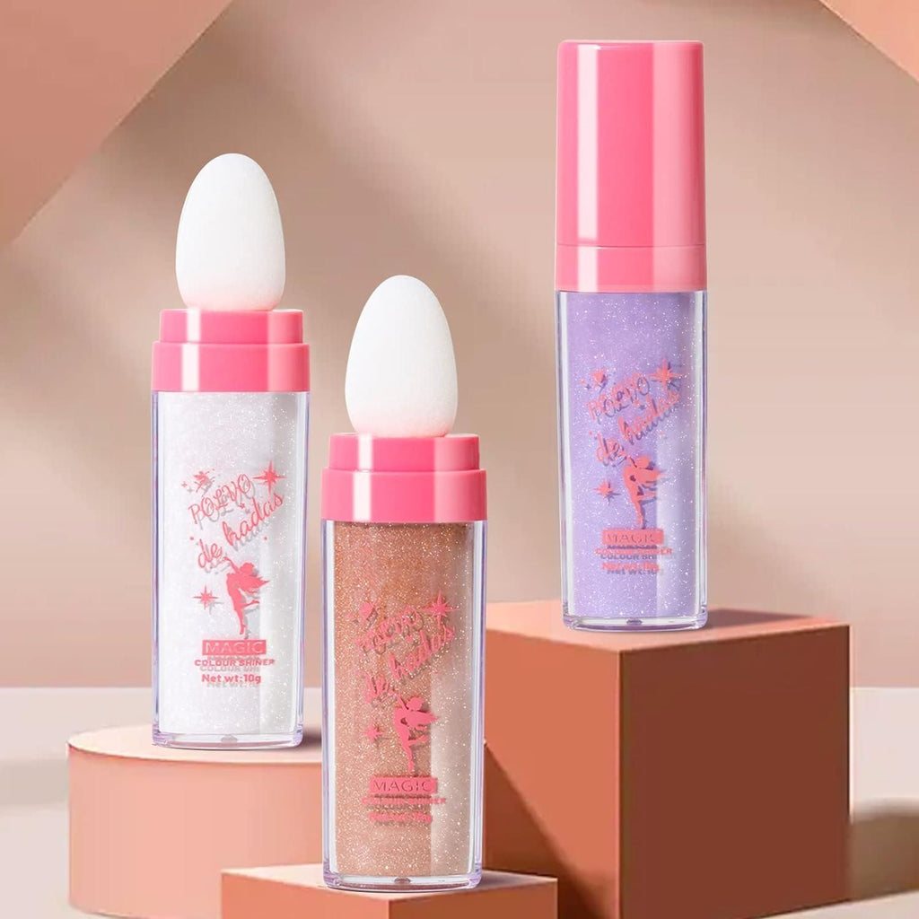 3 Colors Highlighter Stick, Body Glitter Highlighter Powder High Gloss Fairy Makeup - Timecraze