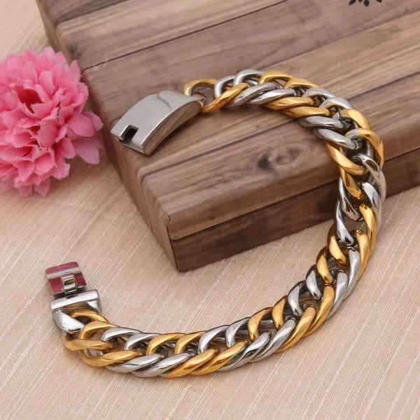 Best Quality Golden & Silver Color Stainless Steel Bracelet for Men - Style B335 - Timecraze