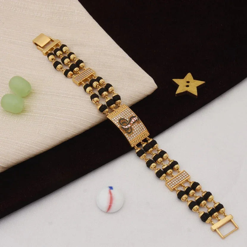 Goga Maharaj Glittering Design Gold Plated Rudraksha Bracelet for Men - Style C795 - Timecraze