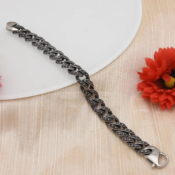 Dainty Design Best Quality Silver & Black Color Bracelet  - Style C207