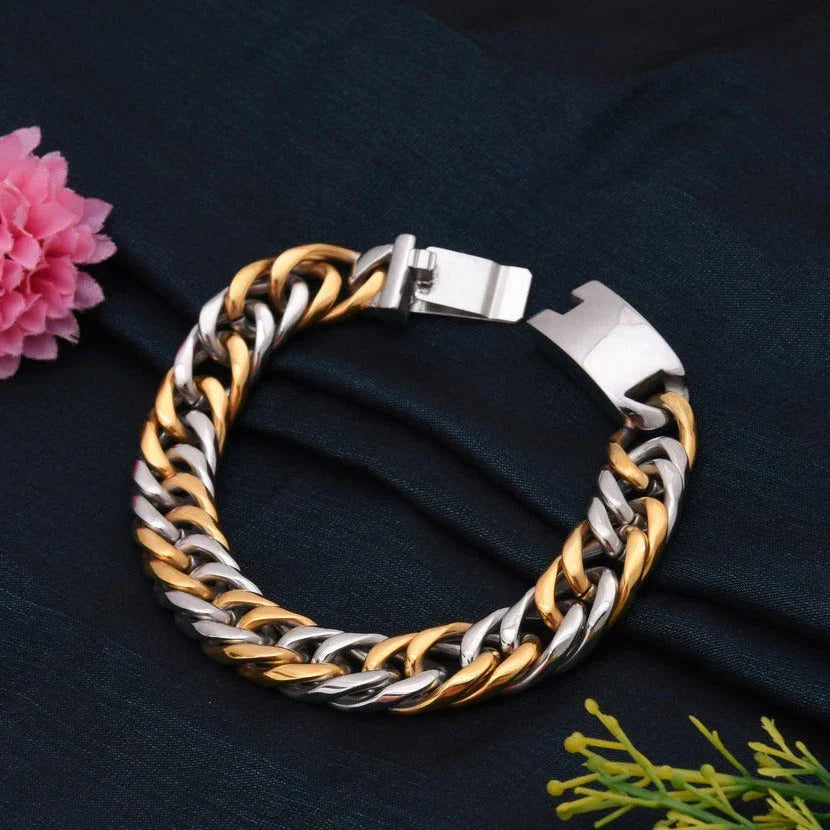 Best Quality Golden & Silver Color Stainless Steel Bracelet for Men - Style B335 - Timecraze