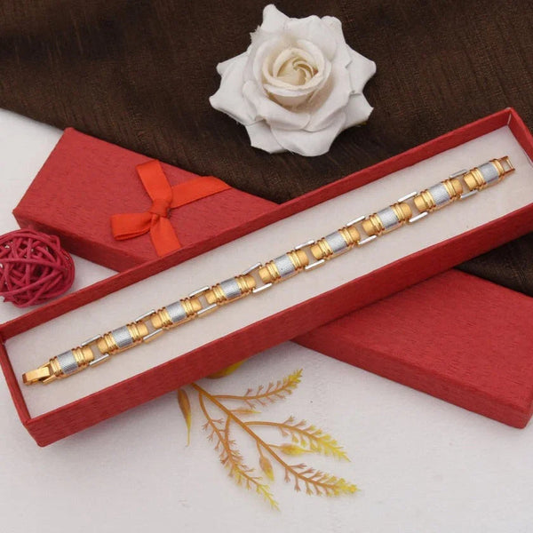 Attention-Getting Design Golden & Silver Color Bracelet for Men - Style A369 - Timecraze