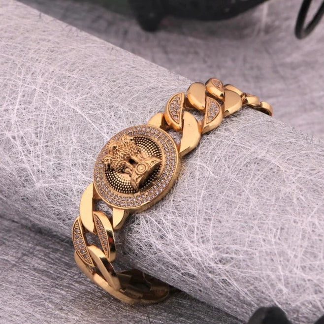 Gold Plated Indian Mudra with Diamond Bracelet - Style A395