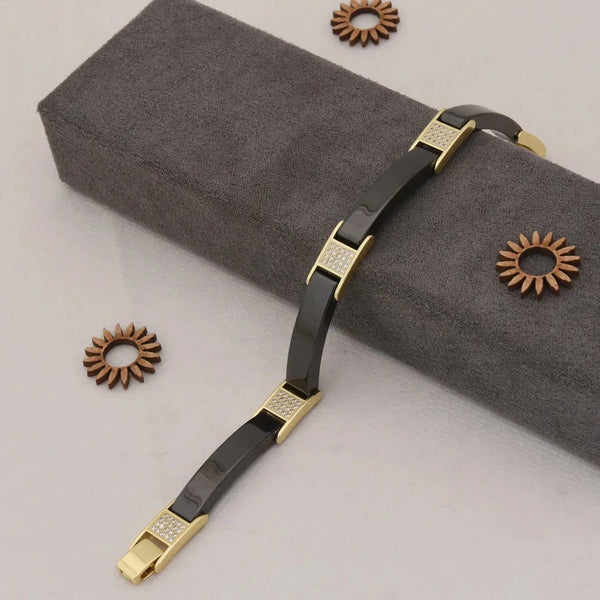 Black & Gold with Diamond Lovely Ceramic Bracelet - Style C447