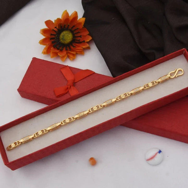 Sophisticated Design with Diamond Popular Gold Plated Bracelet for Men - Style C635 - Timecraze