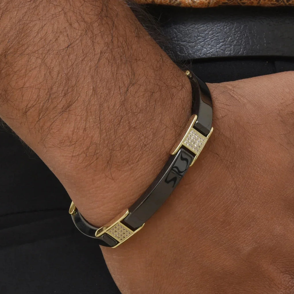 Black & Gold with Diamond Lovely Ceramic Bracelet - Style C447