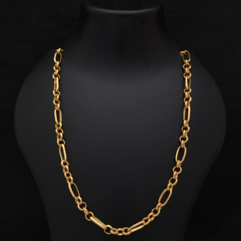 1 Gram Gold Forming Round Link Sophisticated Design Chain for Men - Style B998