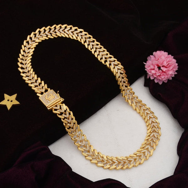1 Gram Gold Plated V Shape Designer Design Best Quality Chain for Men - Style C601