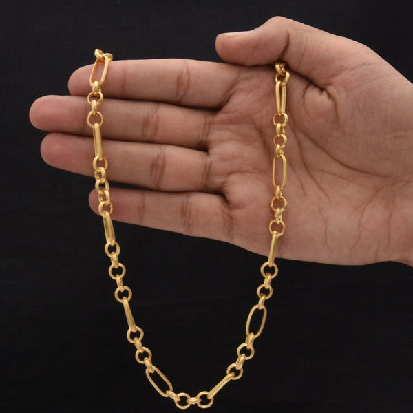 1 Gram Gold Forming Round Link Sophisticated Design Chain for Men - Style B998