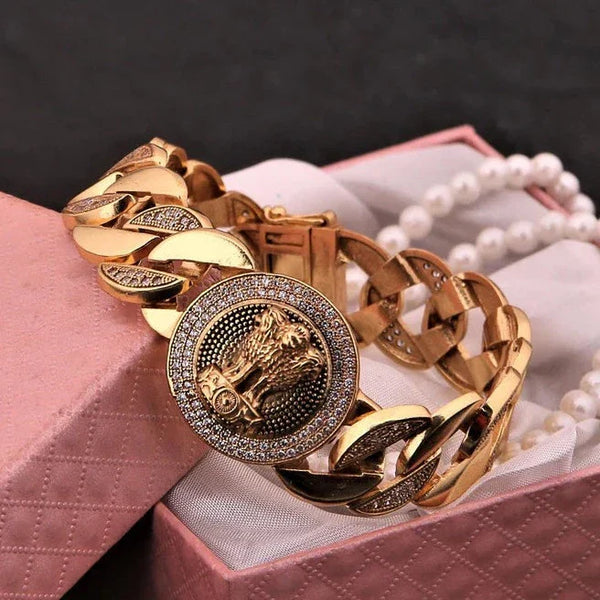 Gold Plated Indian Mudra with Diamond Bracelet - Style A395