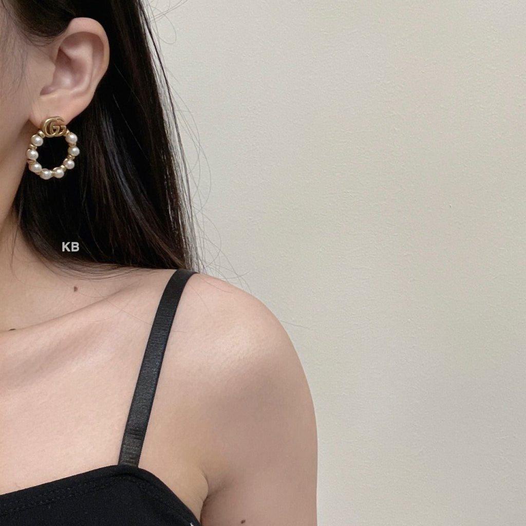 Gg Gold tone Pearl Earrings - Timecraze