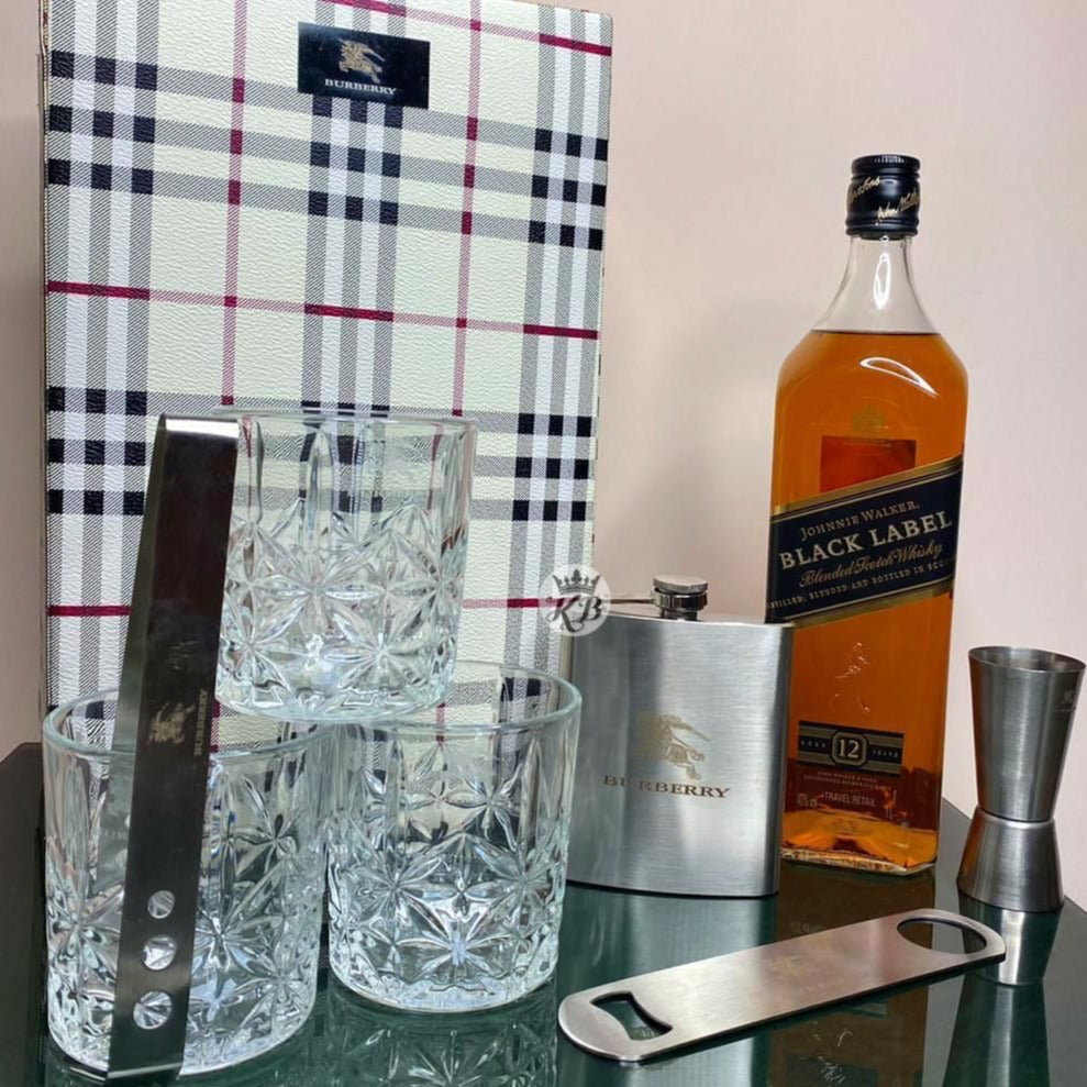 Bburry check leather whisky case - Timecraze