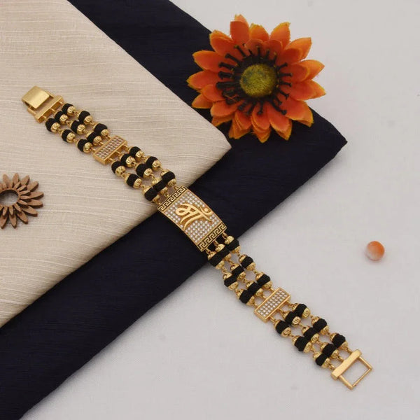 Maa Finely Detailed Design Gold Plated Rudraksha Bracelet for Men - Style C770 - Timecraze