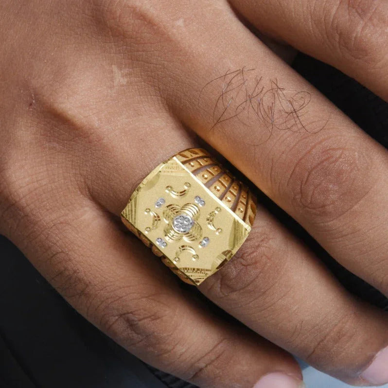 1 Gram Gold Plated Superior Quality Sparkling Design Ring for Men - Style B429 - Timecraze