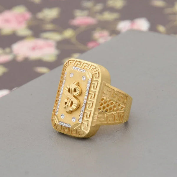 1 Gram Gold Plated Dollar Dainty Design Best Quality Ring for Men - Style B431 - Timecraze