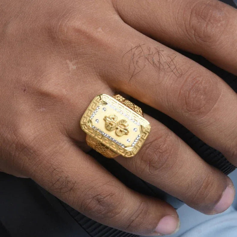 1 Gram Gold Plated Dollar Dainty Design Best Quality Ring for Men - Style B431 - Timecraze