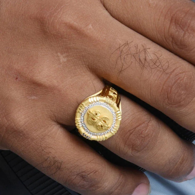 1 Gram Gold Plated Dollar Cool Design Superior Quality Ring for Men - Style B436 - Timecraze