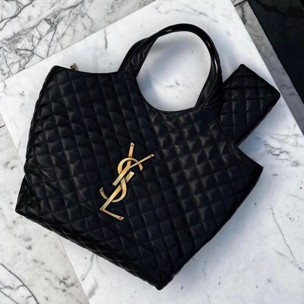 Laurent Quilted Lambskin Shopping Bag