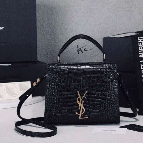 Saint Laurent Croc Cassandra Calf Leather Bag - Timecraze