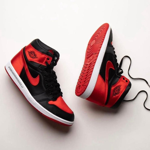 Air 1 high satin Bred shoes - Timecraze