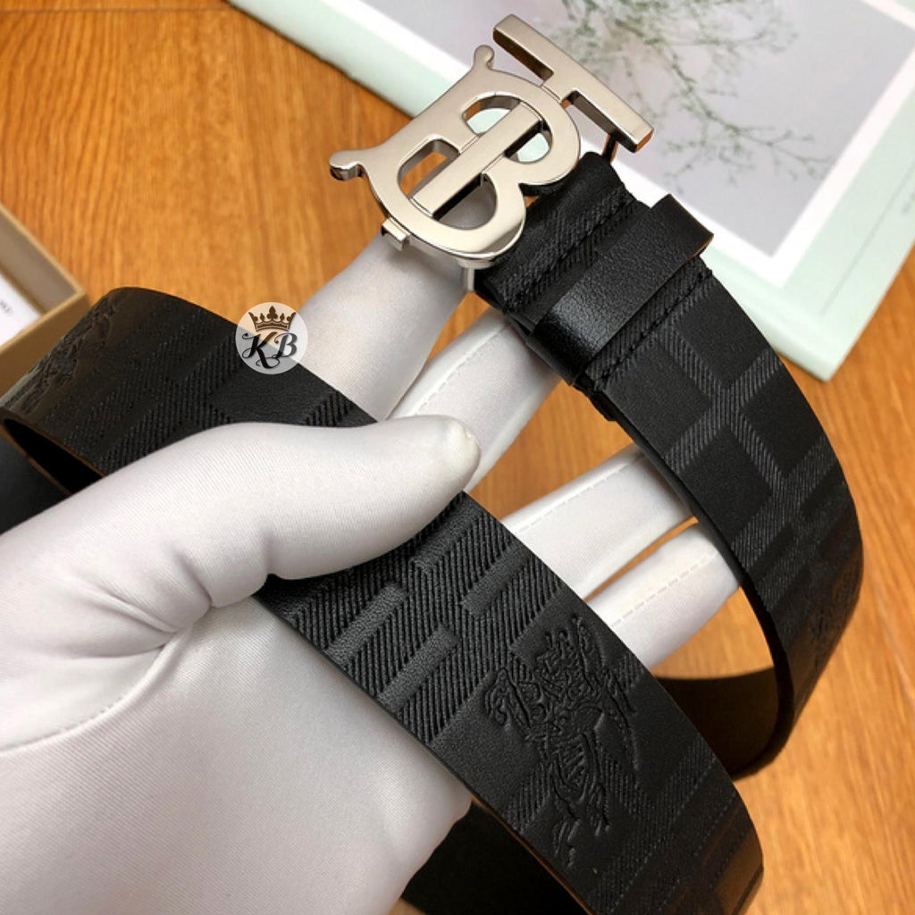 Initial embossed Plain Black Belt - Timecraze