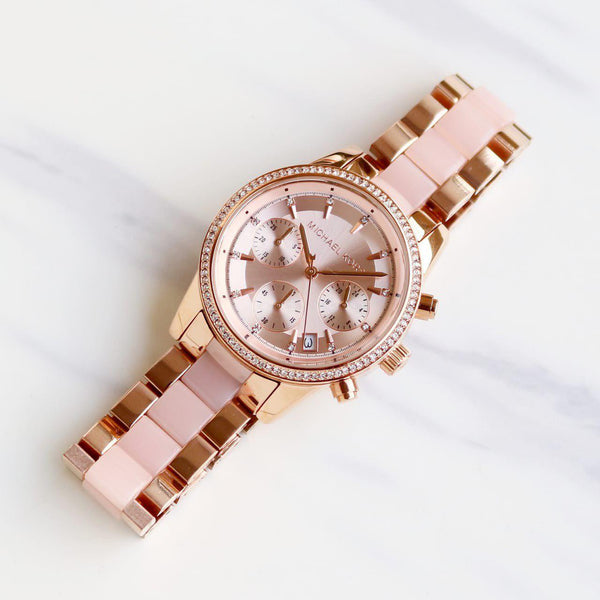 Mk Ritz Cute Pink white Chronograph watch - Timecraze