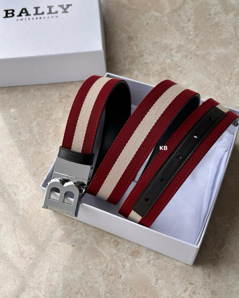 Reversible Leather Belt with Halo Stripe