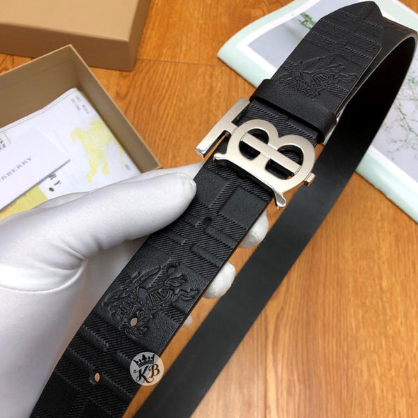 Initial embossed Plain Black Belt - Timecraze