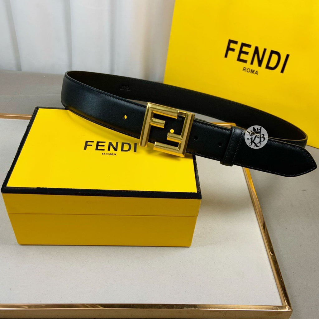 Ff Black Leather Belt - Timecraze