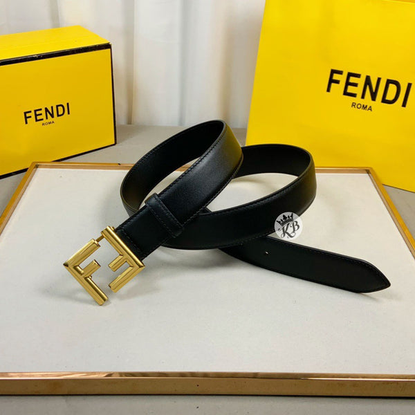 Ff Black Leather Belt - Timecraze