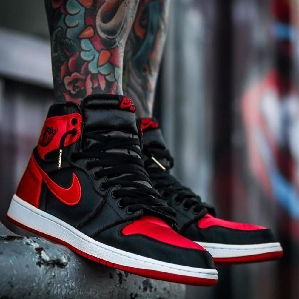 Air 1 high satin Bred shoes - Timecraze