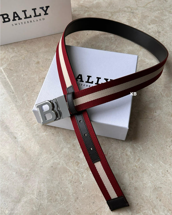 Reversible Leather Belt with Halo Stripe